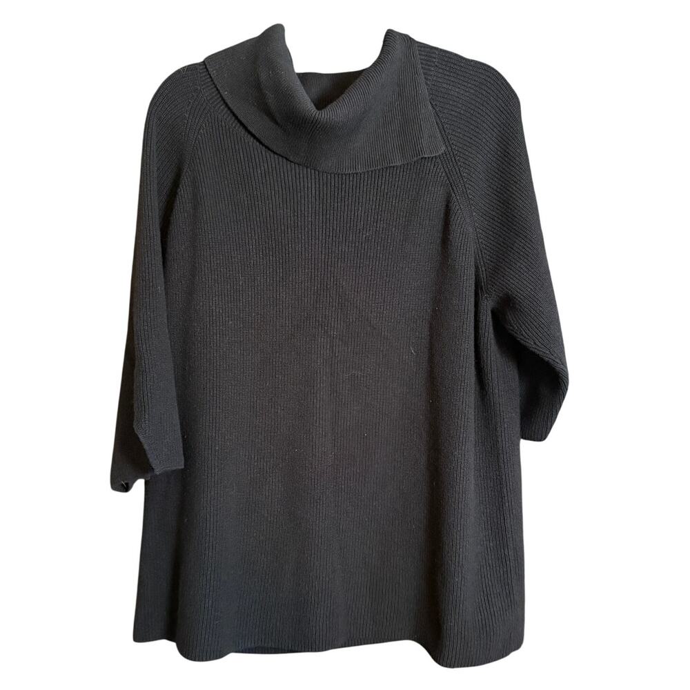 COS Black Oversize Chunky Knit Fold down Wrap Collar Sweater Cotton Wool Medium